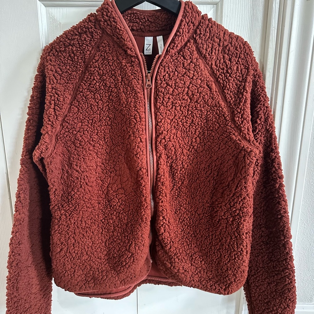 Z by Zella Rust Aura Faux Sherling Zip-Up Jacket